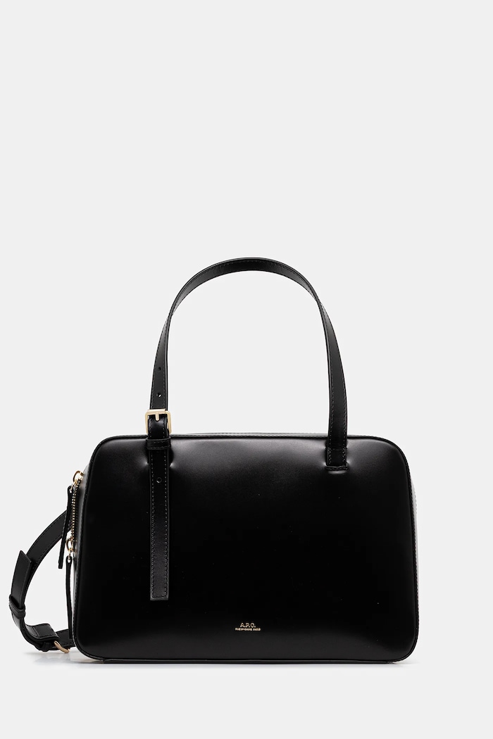A.P.C. poșetă de piele sac virginie box uni negru PXBRU.F67017