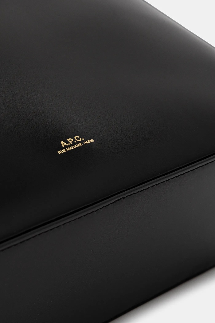 A.P.C. poșetă de piele sac virginie box negru PXBRU.F67017