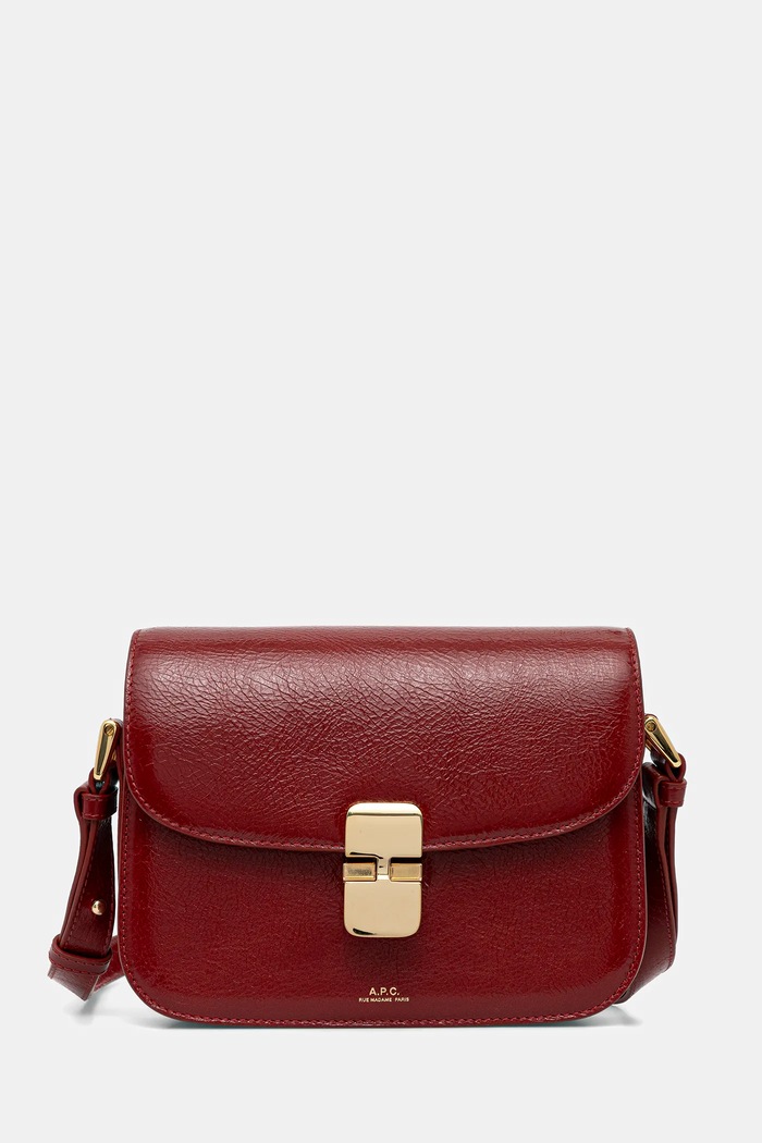 A.P.C. Poșetă de piele sac grace small rosu PXCCK.F61413
