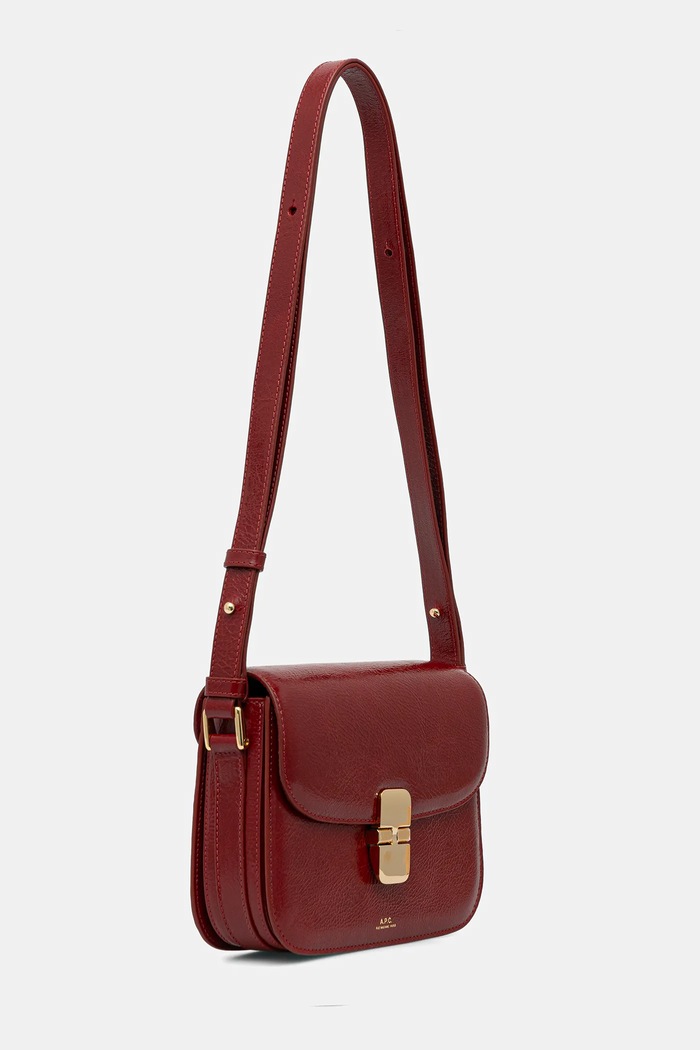 A.P.C. Poșetă de piele sac grace small PXCCK.F61413 rosu AW25