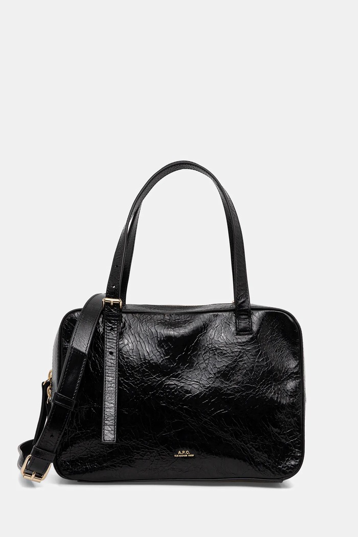 A.P.C. Geantă de piele sac virginie box negru PXCCK.F67017