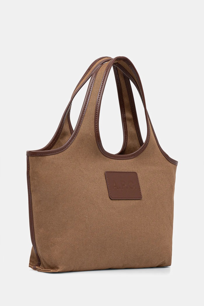 A.P.C. geantă de bumbac cabas harper mini COHKF.F67039 maro AW25