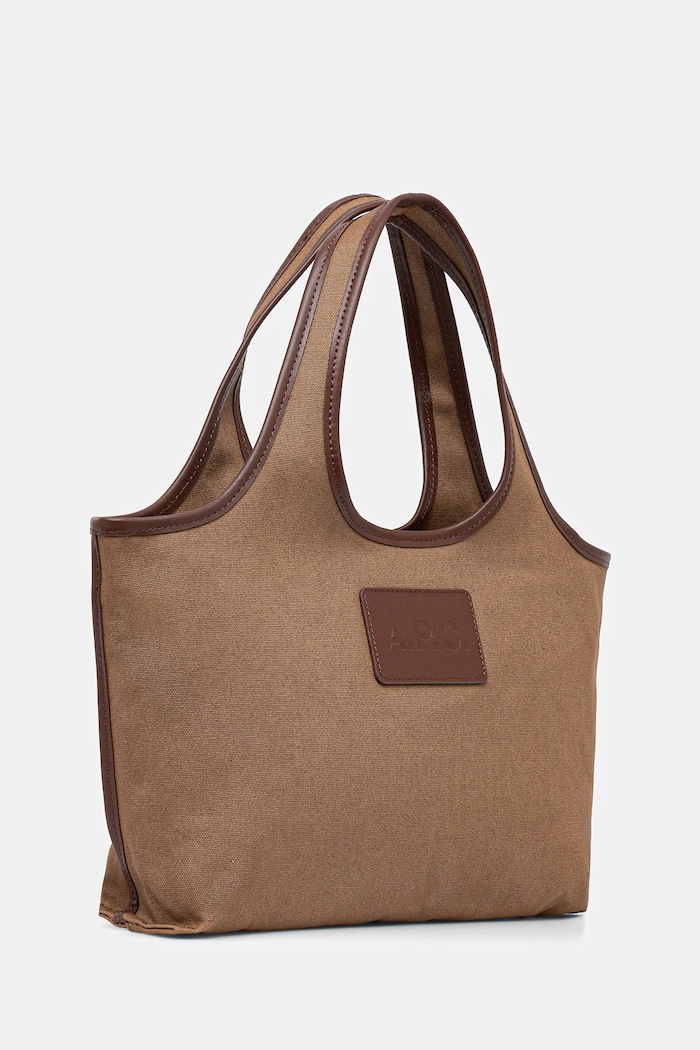 A.P.C. geantă de bumbac cabas harper mini COHKF.F67039 maro AW25