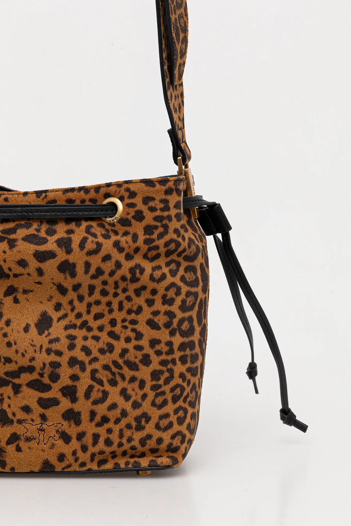 Semišová kabelka Pinko Leopard print hnedá 104303.A32A