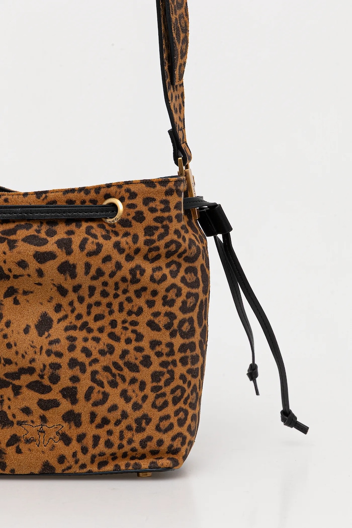 Semišová kabelka Pinko Leopard print hnedá 104303.A32A