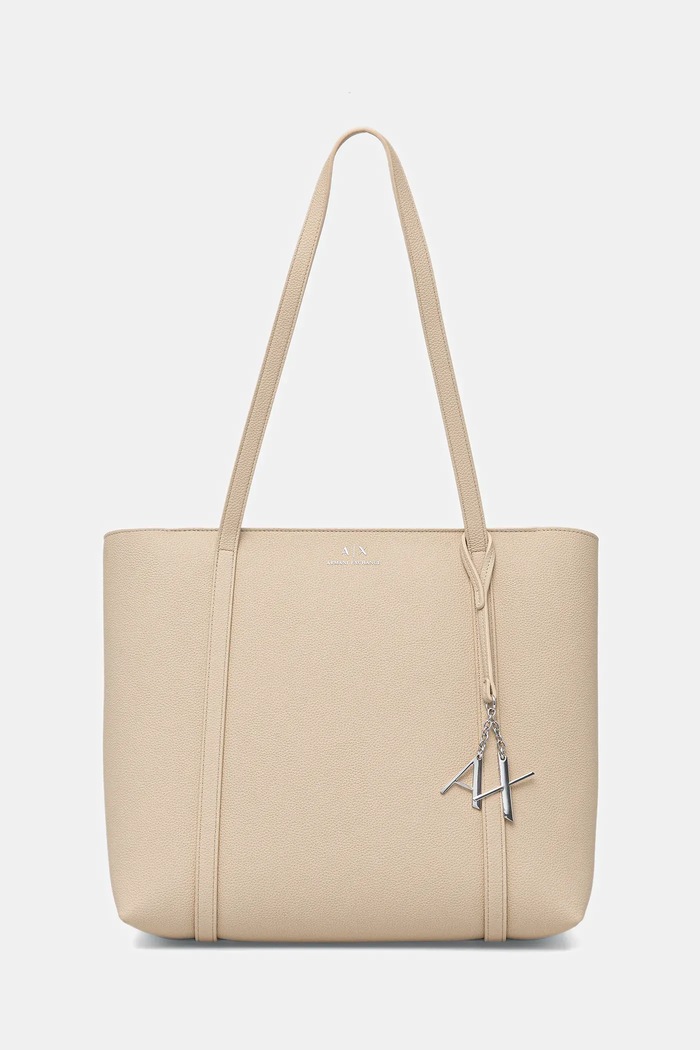 Armani Exchange torebka shopper damska z imitacji skóry mieści A4 beżowy 942930.CC726.
