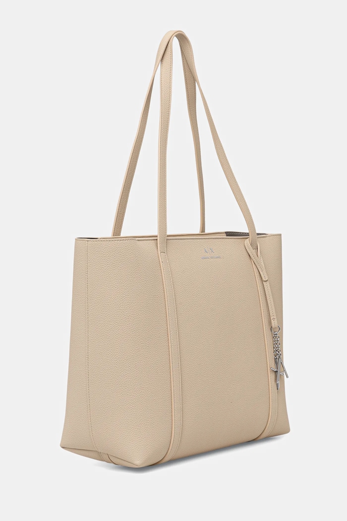 Armani Exchange torebka shopper damska z imitacji skóry 942930.CC726. beżowy SS26