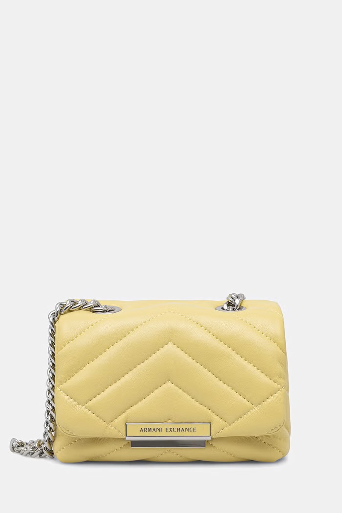 Armani Exchange geantă poștaș pentru femei, cu imitație de piele galben 948587.4R742.