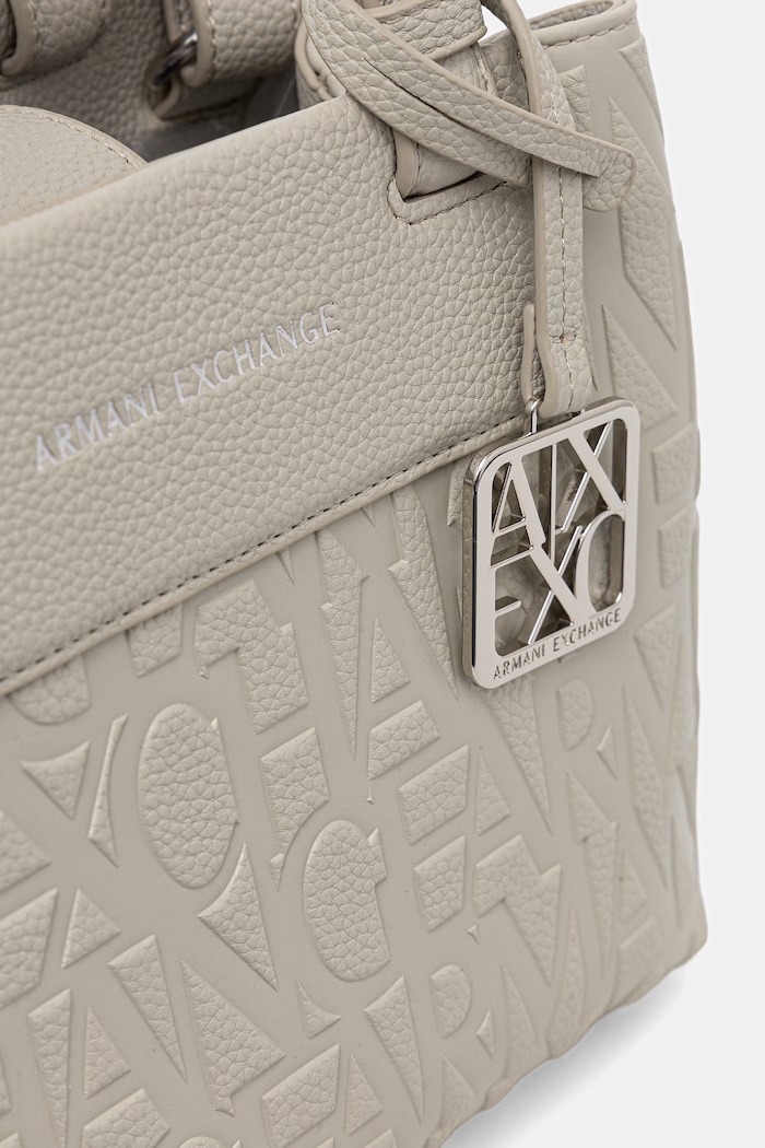 Armani Exchange tote bag pentru femei, din imitație de piele bej XW001576.AF15774