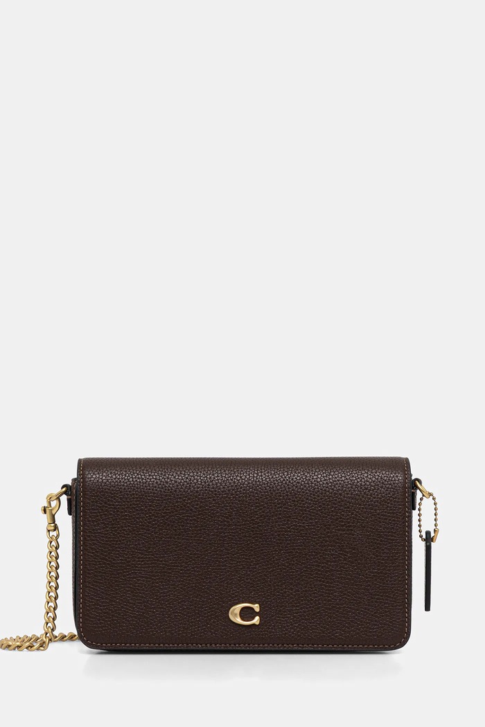 Kožená kabelka Coach Mila Crossbody Bag With Signature Canvas přírodní kůže hnědá CAO01