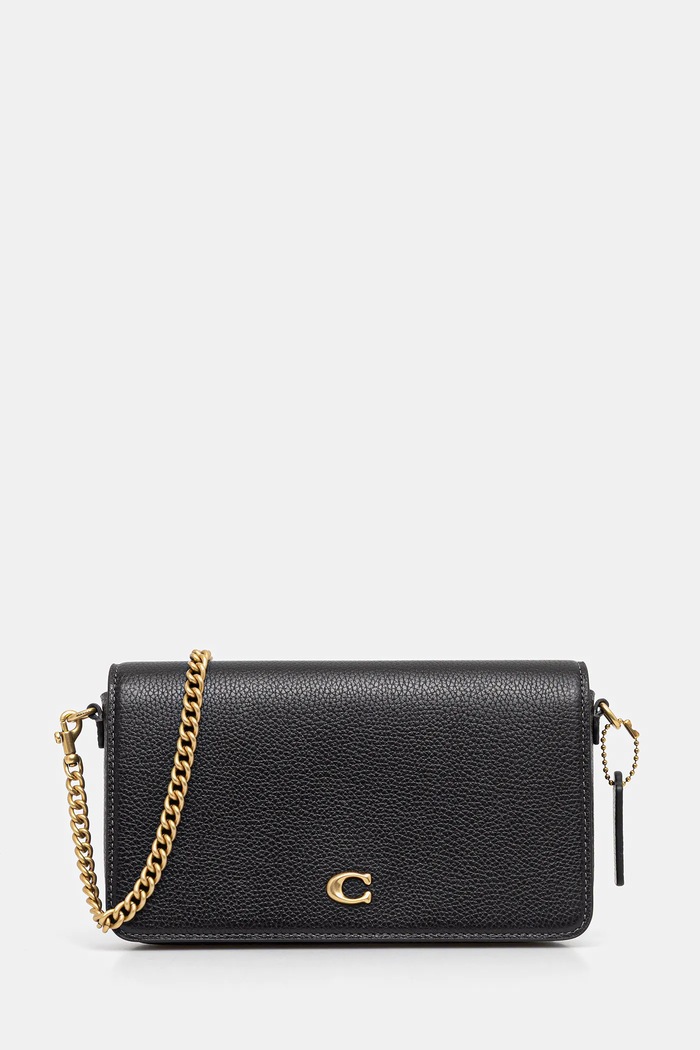 Coach torebka skórzana Mila Crossbody Bag With Signature Canvas skóra licowa czarny CAO01