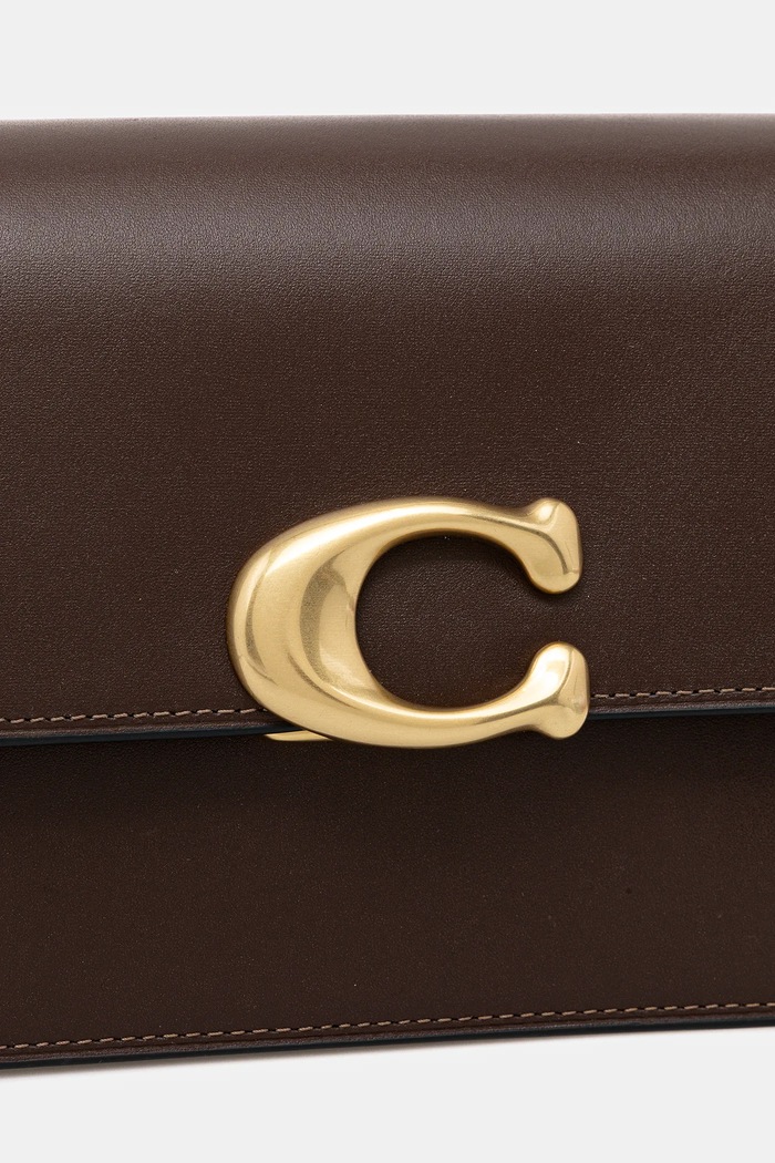 Geantă de piele Sage Shoulder Bag Coach CAM17 maro