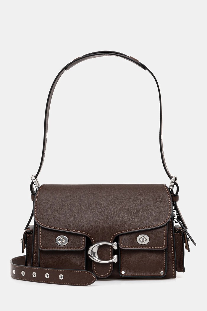 Кожаная сумочка Coach Cargo Turnlock Soft Tabby кожа коричневый CU124