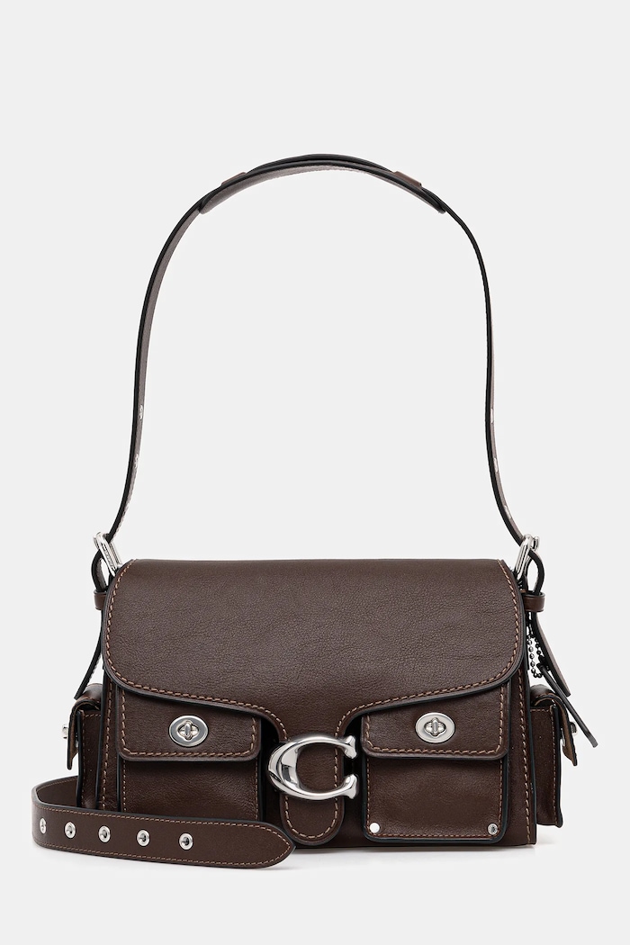 Кожаная сумочка Coach Cargo Turnlock Soft Tabby кожа коричневый CU124