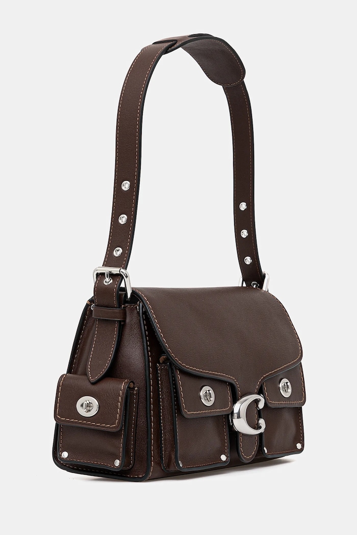 Кожаная сумочка Coach Cargo Turnlock Soft Tabby CU124 коричневый AW25