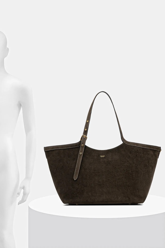Geantă de mână din piele întoarsă Gramercy Tote Bag Coach verde CBN47