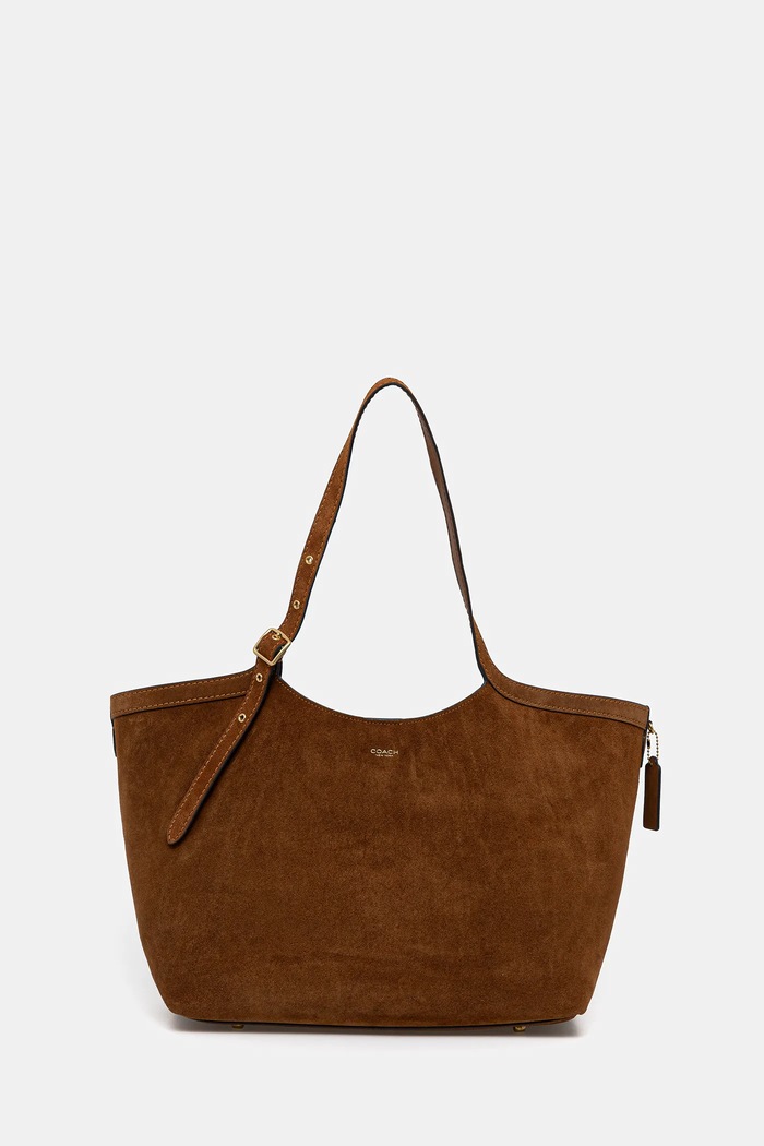 Coach suede handbag strapless brown CBN47