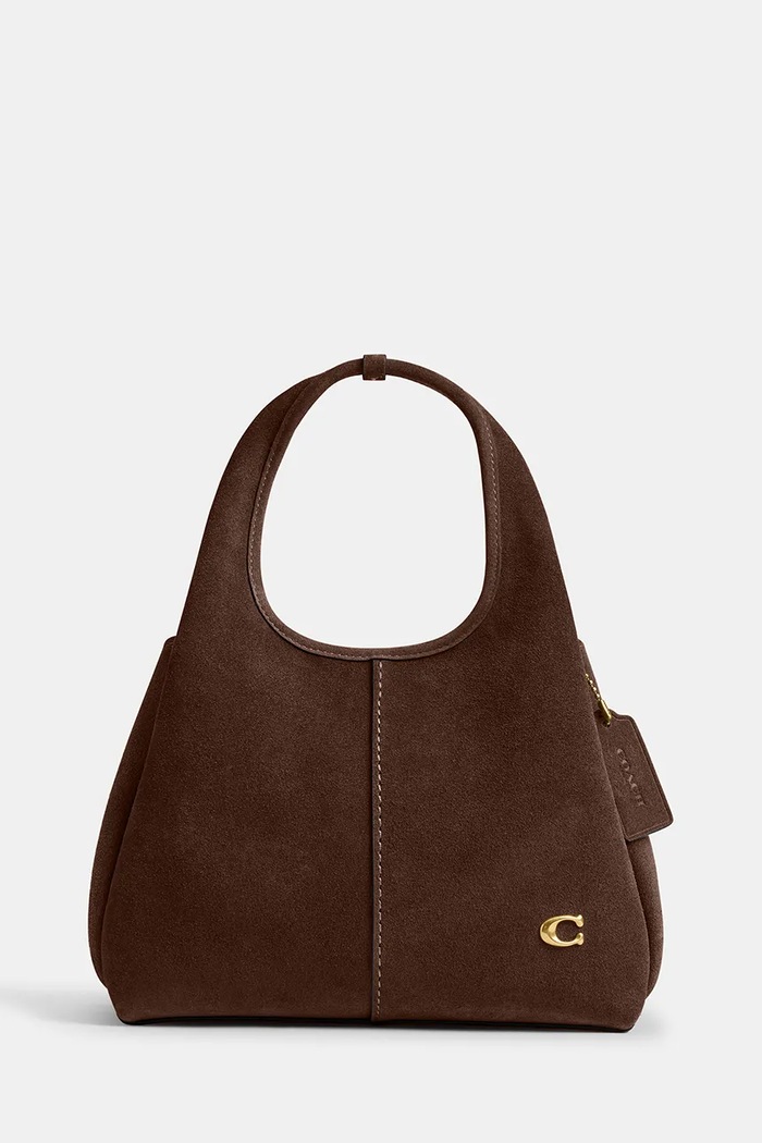Coach Torebka crossbody damska zamszowa Suade Lana Shoulder Bag 23 brązowy CBZ95