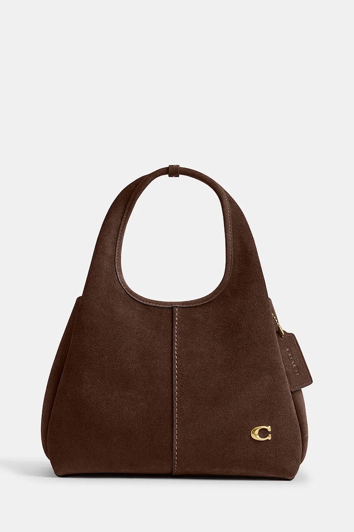 Coach Torebka crossbody damska zamszowa Suade Lana Shoulder Bag 23 brązowy CBZ95