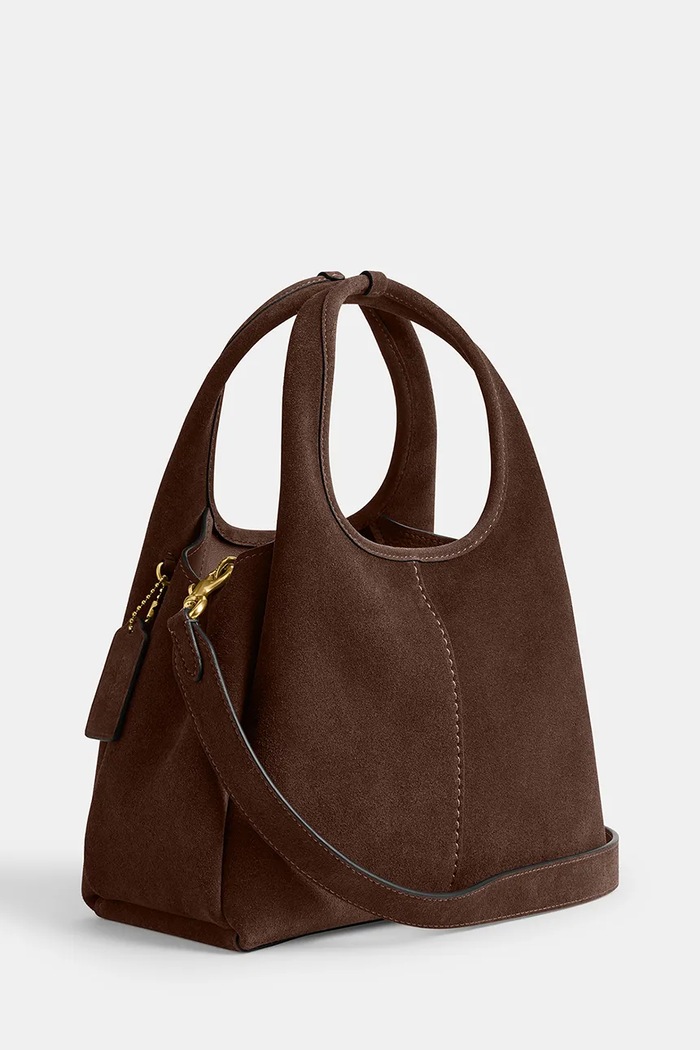 Akcesoria Coach Torebka crossbody damska zamszowa Suade Lana Shoulder Bag 23 CBZ95 brązowy