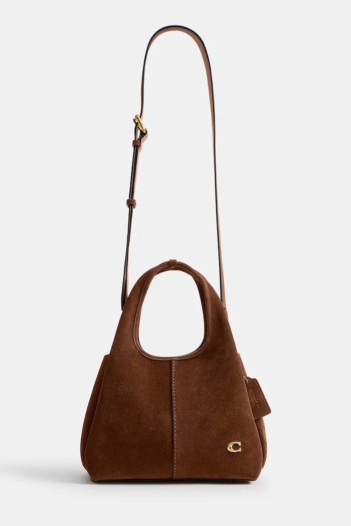 Coach Suade Lana Shoulder Bag 23 чанта crossbody дамска от велур CBZ95 кафяв AA00