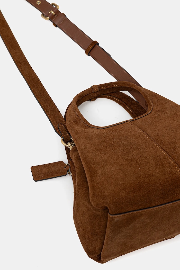 Аксесоари Coach Suade Lana Shoulder Bag 23 чанта crossbody дамска от велур CBZ95 кафяв