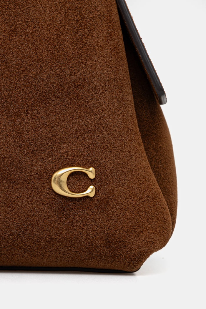 Coach Suade Lana Shoulder Bag 23 чанта crossbody дамска от велур кафяв CBZ95