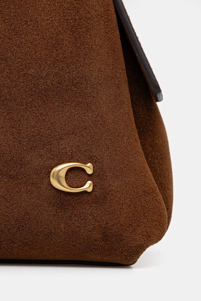 Coach Suade Lana Shoulder Bag 23 чанта crossbody дамска от велур кафяв CBZ95