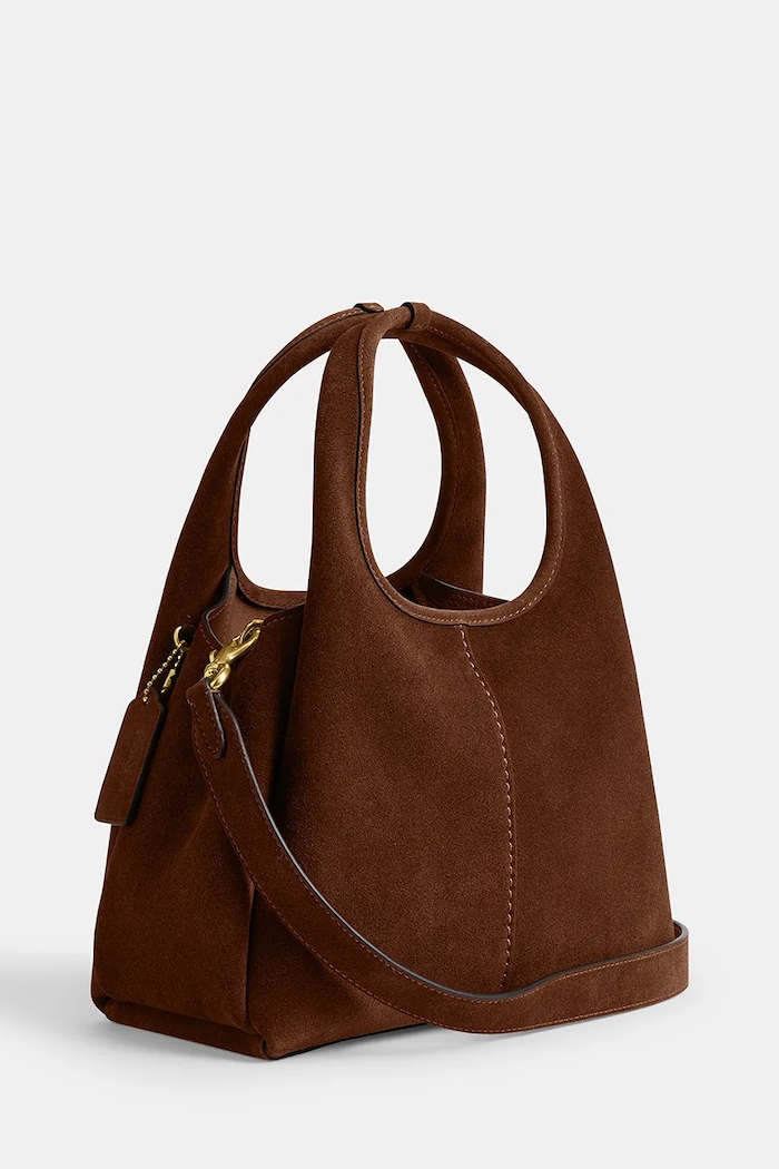 Coach Suade Lana Shoulder Bag 23 чанта crossbody дамска от велур кафяв CBZ95