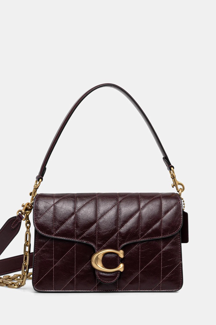 Kožená kabelka Coach Chain Tabby Shoulder Bag With Quilting přírodní kůže fialová CAF55