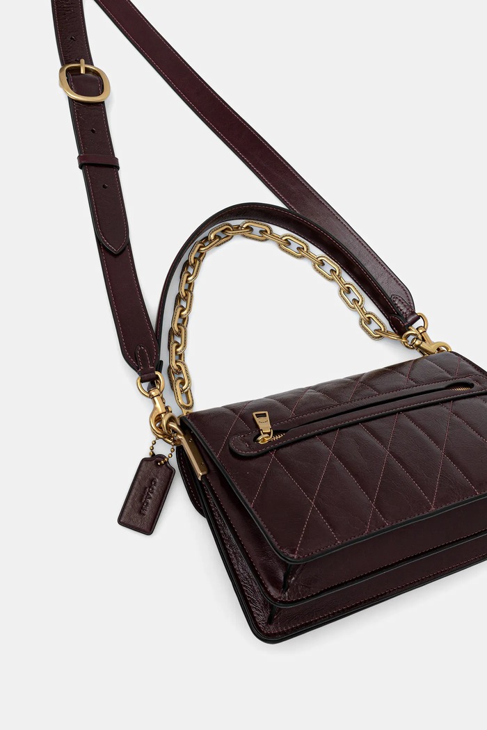 Doplňky Kožená kabelka Coach Chain Tabby Shoulder Bag With Quilting CAF55 fialová