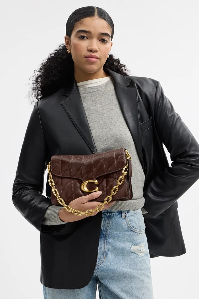 Coach torebka skórzana Chain Tabby Shoulder Bag With Quilting CAF55