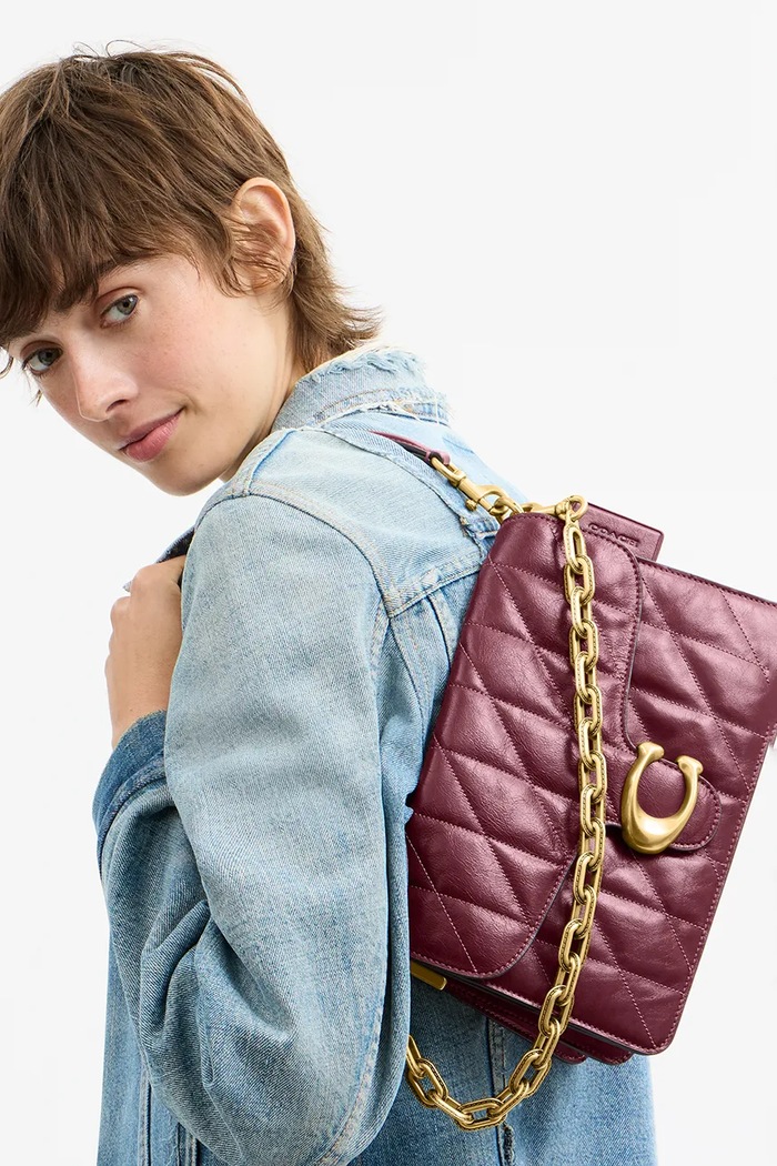 Coach Сумка baguette для женщин кожаная Chain Tabby Shoulder Bag With Quilting CAF55