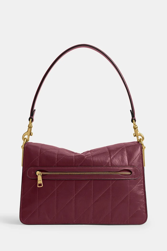 Coach Torebka bagietka damska skórzana Chain Tabby Shoulder Bag With Quilting CAF55 bordowy AA00