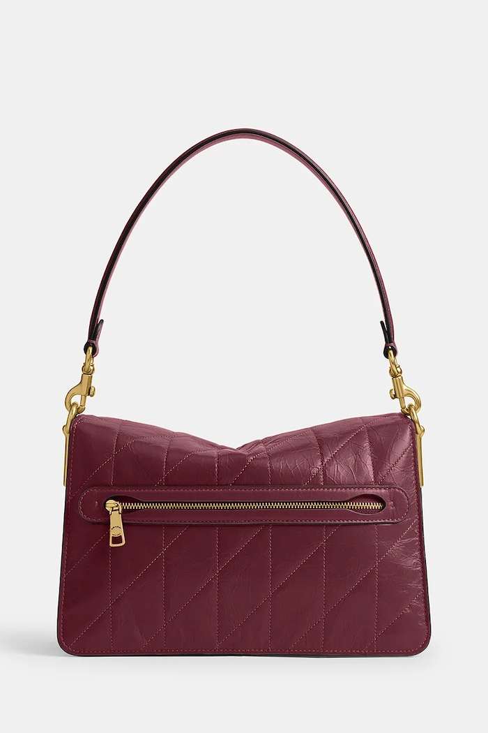 Coach Torebka bagietka damska skórzana Chain Tabby Shoulder Bag With Quilting CAF55 bordowy AA00