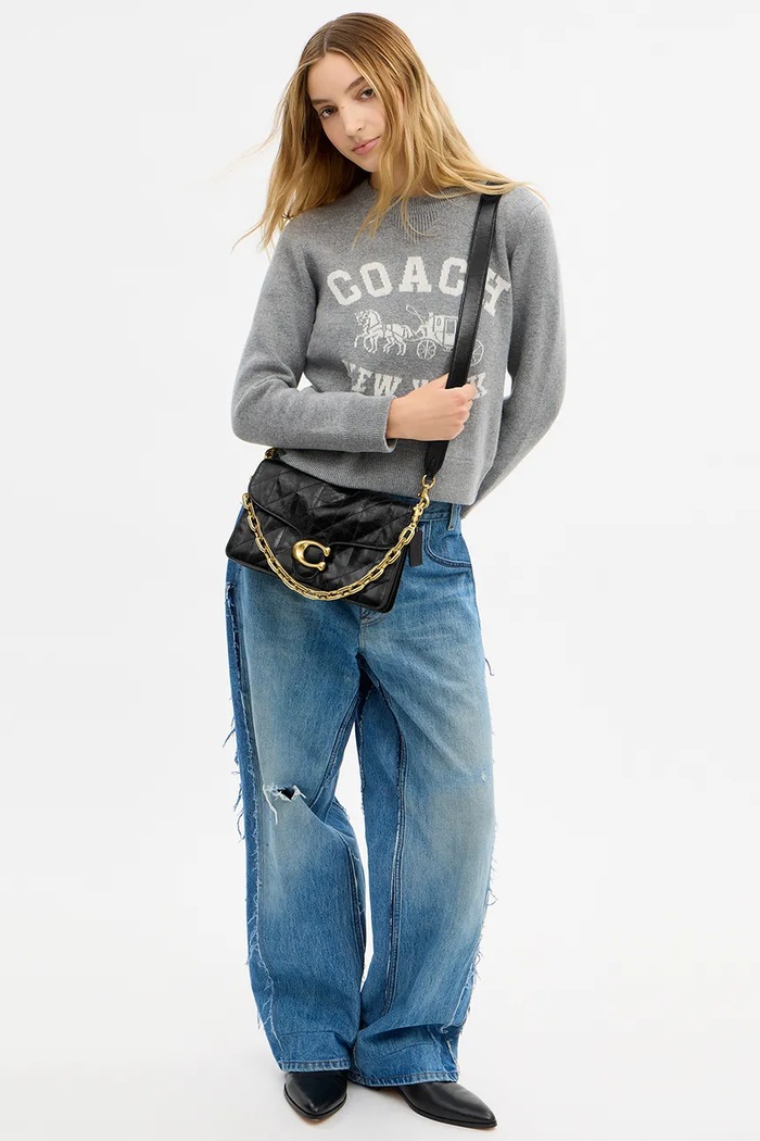 Coach torebka skórzana Chain Tabby Shoulder Bag With Quilting CAF55