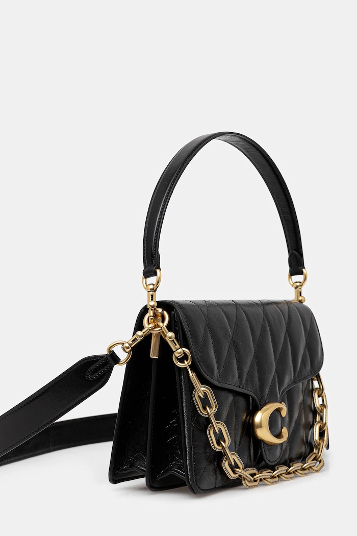 Kožená kabelka Coach Chain Tabby Shoulder Bag With Quilting CAF55 černá AA00