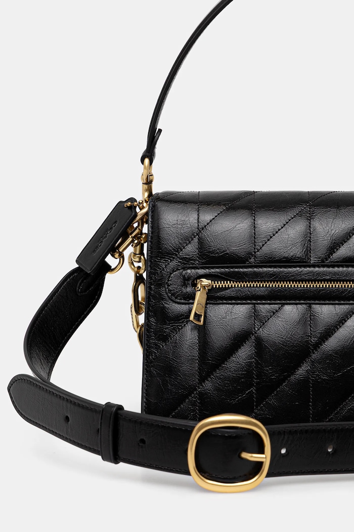 Doplňky Kožená kabelka Coach Chain Tabby Shoulder Bag With Quilting CAF55 černá