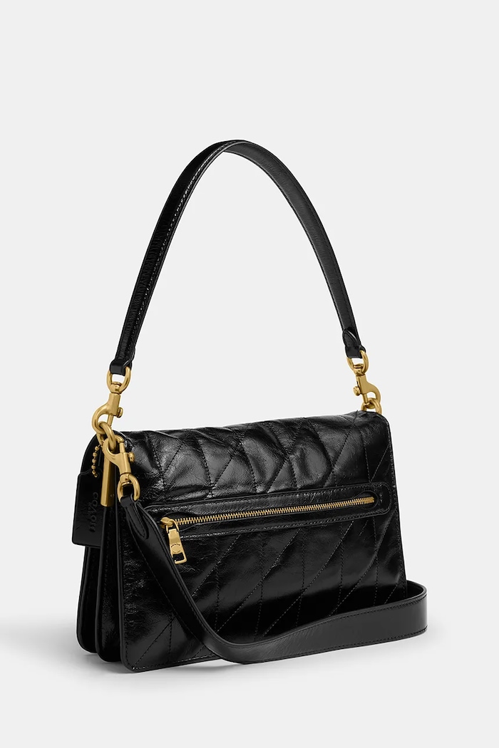 Akcesoria Coach torebka skórzana Chain Tabby Shoulder Bag With Quilting CAF55 czarny