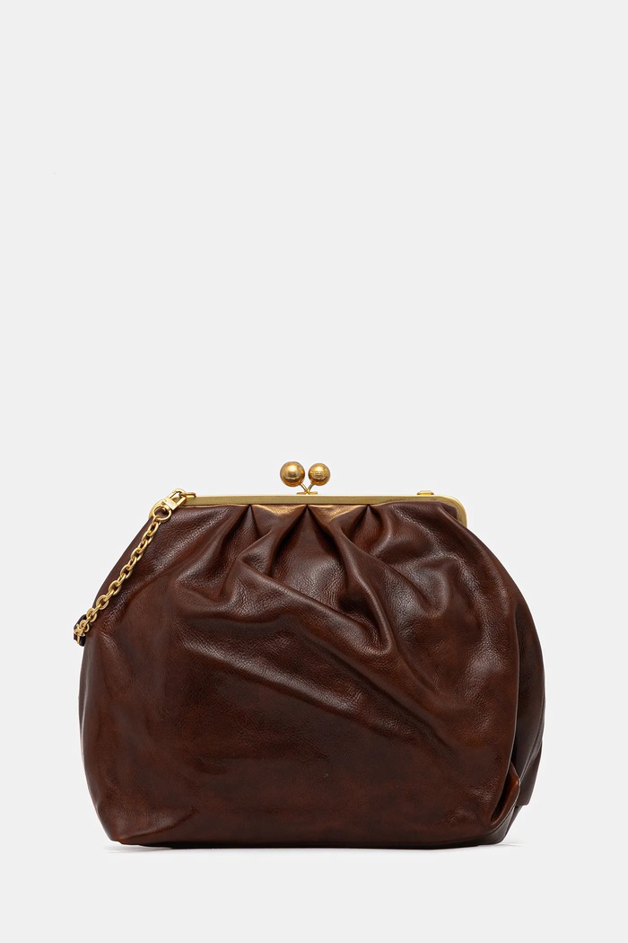 Weekend Max Mara geantă de piele MIRTE uni maro 2525516035600