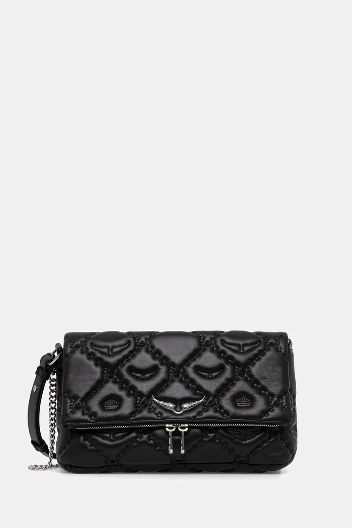 Kožená kabelka ZADIG&VOLTAIRE ROCKY II QUILTED MONOGRAM přírodní kůže černá LWBA04058