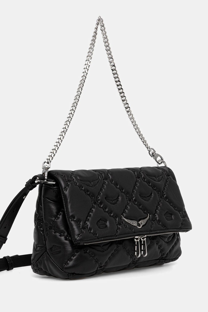 Kožená kabelka ZADIG&VOLTAIRE ROCKY II QUILTED MONOGRAM LWBA04058 černá AW25