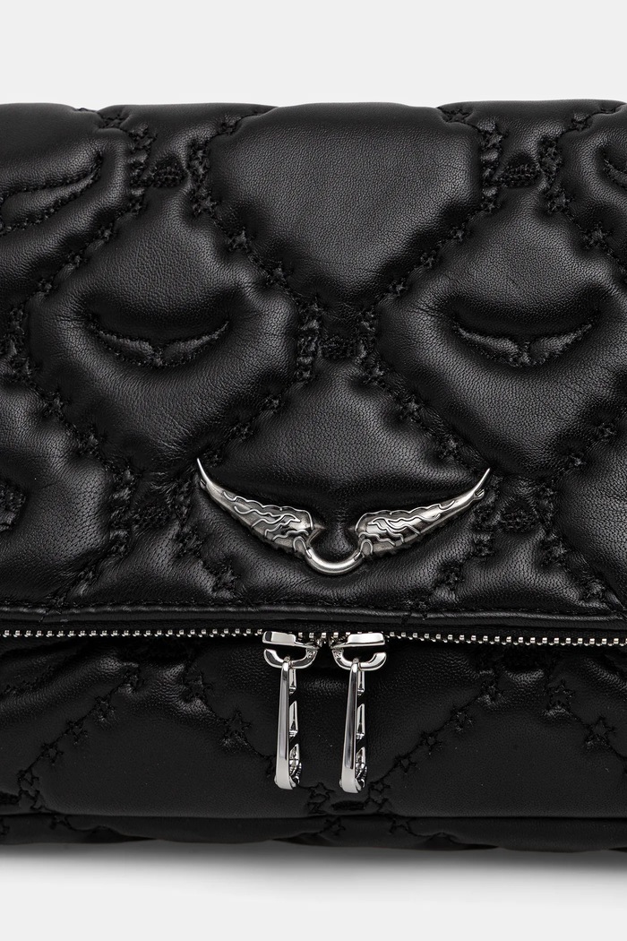 Kožená kabelka ZADIG&VOLTAIRE ROCKY II QUILTED MONOGRAM černá LWBA04058