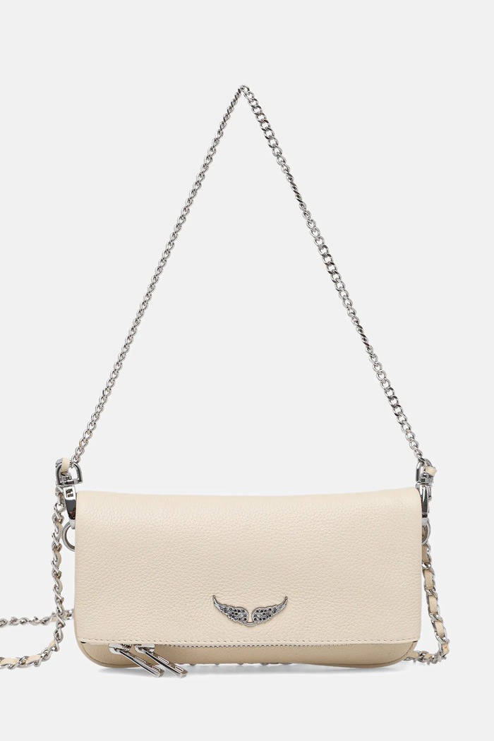 ZADIG&VOLTAIRE geantă de piele ROCK NANO GRAINED LEATHER uni bej LWBA03975