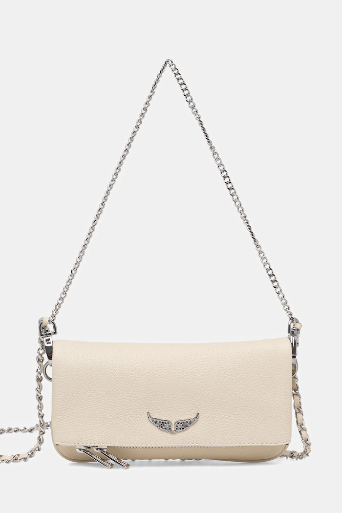 ZADIG&VOLTAIRE geantă de piele ROCK NANO GRAINED LEATHER uni bej LWBA03975