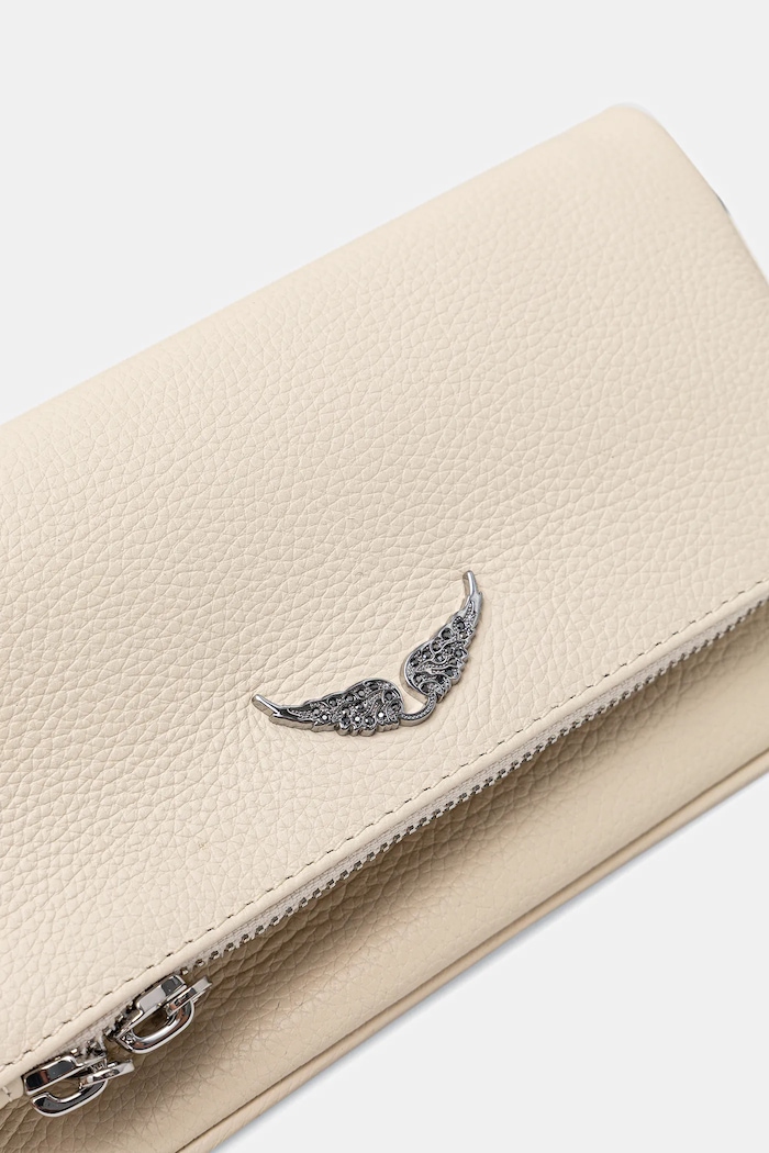 ZADIG&VOLTAIRE geantă de piele ROCK NANO GRAINED LEATHER bej LWBA03975