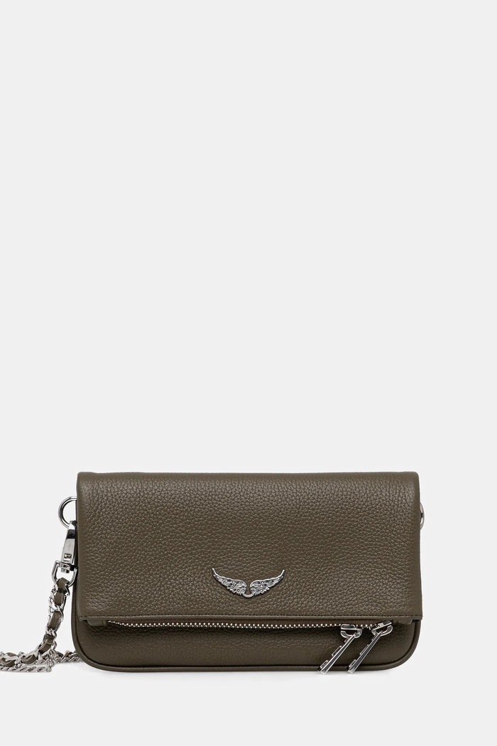 Kožená kabelka ZADIG&VOLTAIRE ROCK NANO GRAINED LEATHER přírodní kůže zelená LWBA03975