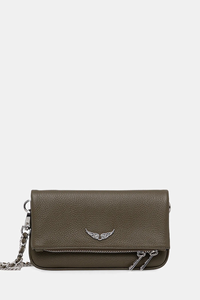 Kožená kabelka ZADIG&VOLTAIRE ROCK NANO GRAINED LEATHER přírodní kůže zelená LWBA03975
