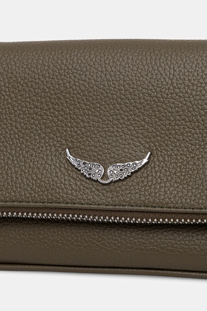 Kožená kabelka ZADIG&VOLTAIRE ROCK NANO GRAINED LEATHER zelená LWBA03975