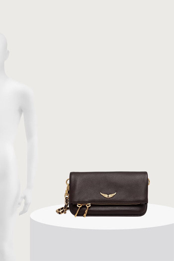 Crossbody torba za žene od kože ROCK NANO GRAINED LEATHER Zadig&Voltaire smeđa LWBA03975